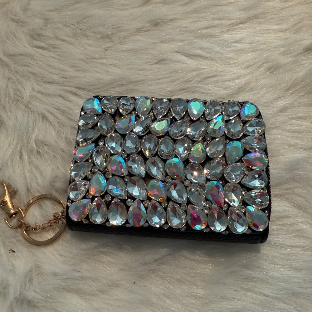 Crystal Embellished Rhinestone Card Holder Keychain - Picture 2 of 5
